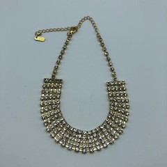 Beautiful rhinestone necklace signed unknown maker bridal prom drag