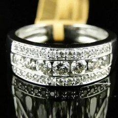 3Ct Half Eternity Round Cut Lab Created Diamond 925 Silver Anniversary Band Ring