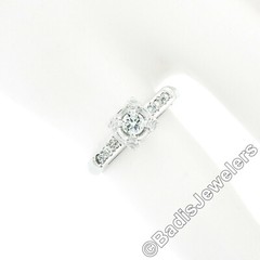 Vintage 14k White Gold 0.24ct Illusion Set Round Diamond Engagement Promise Ring