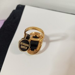 Vintage 18kt G H E Genuine Black Onyx Stone cotail Ring – Size 5.5