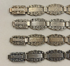 Vintage Sterling Silver WWII Forget Me Not Bracelets. Lot Of 4. Sterling Silver.