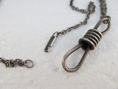 Unisex Vintage Pewter Knotted Rope Pendant Necklace
