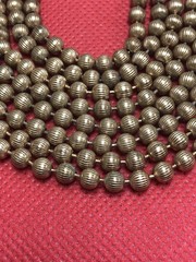 VTG GOLD TONE BALL 4.5 MM BEADED TEXTURED LONG 60″ NECKLACE SPRING RING CLASP