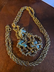 Vintage Mid Century Brutalist Mineral Gemstone Jewelry MCM Statement Necklace