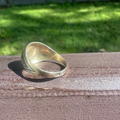 Vintage Soviet USSR 875 Silver Kubachi Niello Gilt Ring Hand Carved Ornate Band