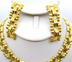 Quality Vintage Tank Track Jewelry Parure, Matching Book Chain Necklace Link