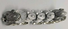 Vintage Coro Bracelet Linked Silver Tone Textured Chain Geometric 6.25 in