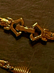 Vintage Goldette NY Guilloche Pink Roses Slide Lariat Necklace gold tone chain