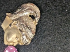 Vintage AJC American Jewelry Bubble Gum Girl Brooch Gold Tone Pink Bubble Signed