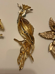 three pins /brooches,two birds and one pegasus.one florenza and two unsigned.