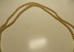Antique1940s Champagne Ivory Pearl Necklace Bridal Two Strand STERLING Sil Clasp