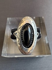 925 Sterling Silver Southwestern Style Black Onyx Stone Ring Size 9.25 US