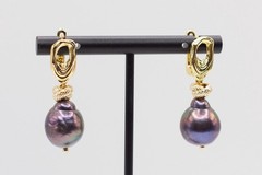 21 inch Big Peacock Baroque Pearl Necklace and Earring Set, Accent Clasp