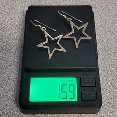 VTG 925 Star Dangle Earrings 1.5in Drop Sterling Silver 1.59g Celestial Estate
