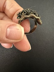 Women’s Ruffled Rose Ring Vintage Gold Tone Plated Metal Sz 8.0