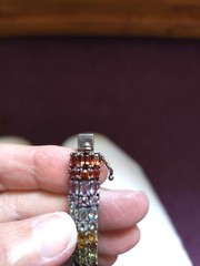 Vintage Sterling Silver Multi Gemstone Triple Row Tennis Bracelet 925 Thailand