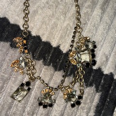 Vintage J. Crew Bib Necklace Yellow And Brown Glass Stones. A Statement Necklace