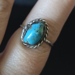 Vintage Old Pawn Sterling Silver Turquoise Nugget Ring Size 7.75
