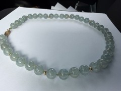 Vintage natural Aqua Marine Necklace With Gold Filled Beads And Clasp! 18”