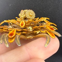 Vintage Enamel Brooch Clip on Earrings Set Flower Fall Acorn Tree Autumn