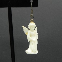 Angels Playing Instruments Dangle Earrings VTG Christmas Holiday Horn Cello