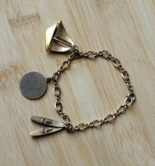 Vtg Bracelet 1/20th 12KTGF Automade & JMS 12KGF Water Skis Charm Sailboat 6¼”
