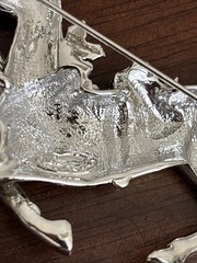 Danecraft vintage silver gold two tone large reindeer animal figural pin brooch