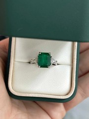 Art Deco Antique 4.30Ct Natural Emerald Vintage Wedding Ring 925 Sterling Silver