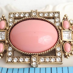 Vtg Elizabeth Taylor Avon Coral Brooch Clip Earrings Set Demi Parure Victorian
