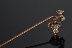 Antique 9ct Gold Old Cut Diamond Stick Pin 0.35 Carat