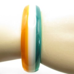 Orange White and Green Plastic Vintage Bangle Bracelet