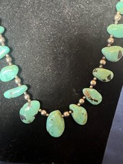 Vintage Southwest Faux Turquoise Tribal Silvertone Statement Necklace 26 in Hook