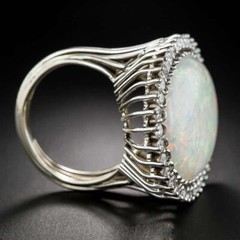 Silver Plated Fire Opal Inlay Christmas Ring 2 CT CZ Vintage Style Unisex Ring