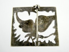Vintage JB Signed Sterling Silver Butterfly Scene Pin or Brooch 925 5.6g 1 1/8In