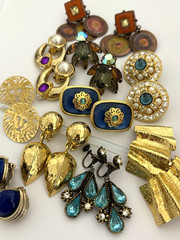 Vintage Jewelry Lot Signed Earrings Panetta Trifari Blanca Anne Klein GAS Bijoux
