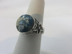 Ancient Roman Glass Ring Sterling Silver Israel Size 6 w/COA
