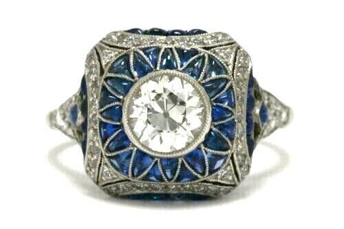 Vintage Art Deco CZ Lab Created Diamond Gorgeous Engagement 925 Silver Gift Ring