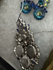 🌟Rare Book Set🌟Juliana D&E Peacock Blue Margarita Rhinestone Pendant Earrings