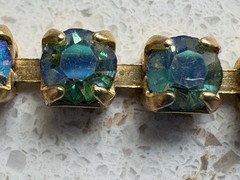 Vintage Weiss 1950s Tennis Bracelet Colorful Aurora Borealis Stones 7”Gold Tone