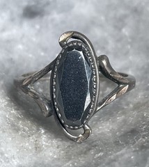 Wheeler Mfg. Vintage Sterling Silver Hematite Ring Size 6.75