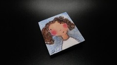 Vintage Hand Painted Girl Brooch 4.5cm x 3.8cm BB1