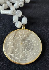 Vintage Ganesh Pendant Necklace Elephant Hindu Deity Carved Resin Boho