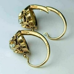 Art Deco Style Round Lab Created Diamond 14K Yellow Gold FN Wedding Earrings