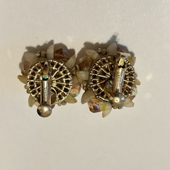 Vtg Signed Vendome Necklace Clip Earrings Set Glass Beads AB