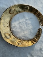 RARE VTG LES BERNARD Gold Tone Faux Gemstone Rhinestones RUNWAY Collar Necklace