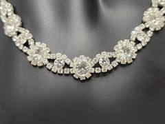 Vintage Signed ICING Silver Tone Rhinestone Necklace – 15″