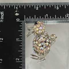 Joseph Warner Brooch Silver Tone Aurora Borealis Rhinestone Duck Bird Vintage