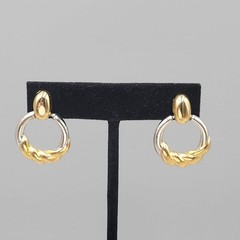 Vintage Two Toned Door Knocker Pierced Earrings Gold tone Dangle 1 1/8″