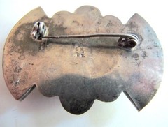 Vintage Sterling Silver and Black Onyx Brooch Pin Mexico