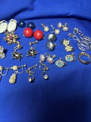 Vintage Lot Clip /Screwback Earrings Dangle Drop Huggie Crystal Pearl L26